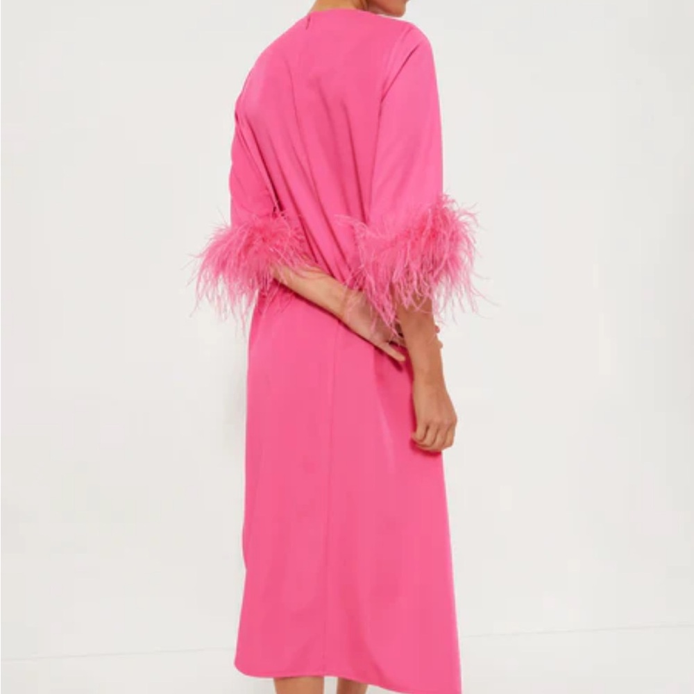 Hot Pink Feather Jamie Dress Elegant Pink Feather-Trimmed dress